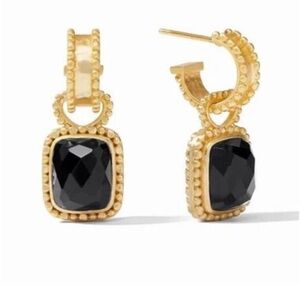 $165 Julie Vos Marbella Hoop & Charm Earring Color Iridescent Clear Crystal